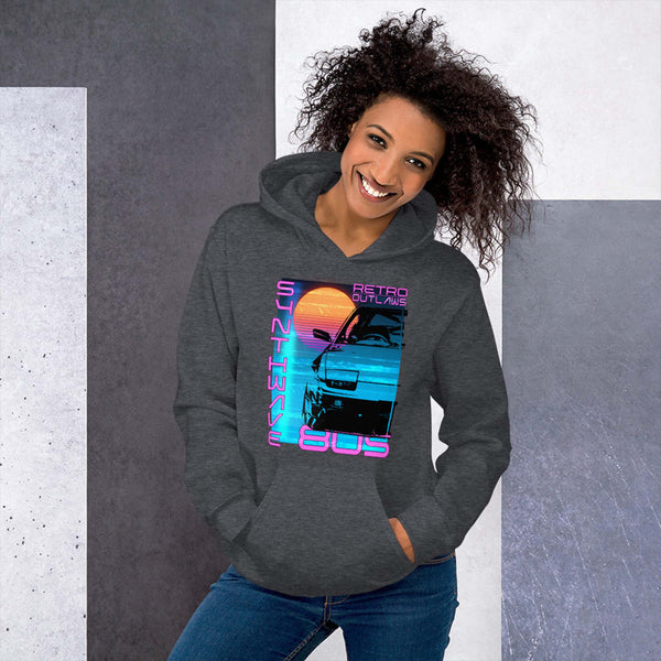 This 80's graphic Hoodie is a perfect gift for Synthwave, Vaporwave, Aesthetic, Retrowave, Darkwave, Futuresynth, Retrofuturism, Cyberpunk and Chillwave fans.