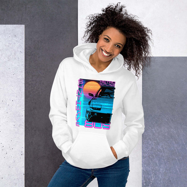 This 80's graphic Hoodie is a perfect gift for Synthwave, Vaporwave, Aesthetic, Retrowave, Darkwave, Futuresynth, Retrofuturism, Cyberpunk and Chillwave fans.
