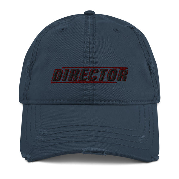 This is our Director distressed Cap exuding retro-cool. This is in the style of the fashionable dad hat with a slightly distressed brim and crown fabric, to give it that aged look and just the right amount of edge to your look.   This Director Hat is perfect as a film Director gift, Directors, Video Directors, TV Directors, Gifting, Valentines Day, Father's Day, Birthdays, Christmas, Anniversaries, Graduation, and any other Special Occasion.