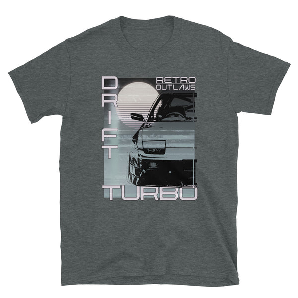 Japanese Graphic JDM Turbo Drift 200sx T-Shirt, Drift Shirt, JDM Shirt, 200sx Shirt, Turbo shirt, Japanese Graphic Car Shirt. This is our classic 200sx style T-Shirt in our Outlaw style. The graphic design gives this JDM enthusiast shirt a timeless look making it the ideal automotive car accessory accompaniment and a must-have fashion basic for every closet. Ideal 180sx, 200sx, 240sx and turbo drift jdm Gift.