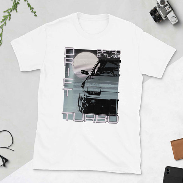 Japanese Graphic JDM Turbo Drift 200sx T-Shirt, Drift Shirt, JDM Shirt, 200sx Shirt, Turbo shirt, Japanese Graphic Car Shirt. This is our classic 200sx style T-Shirt in our Outlaw style. The graphic design gives this JDM enthusiast shirt a timeless look making it the ideal automotive car accessory accompaniment and a must-have fashion basic for every closet. Ideal 180sx, 200sx, 240sx and turbo drift jdm Gift.