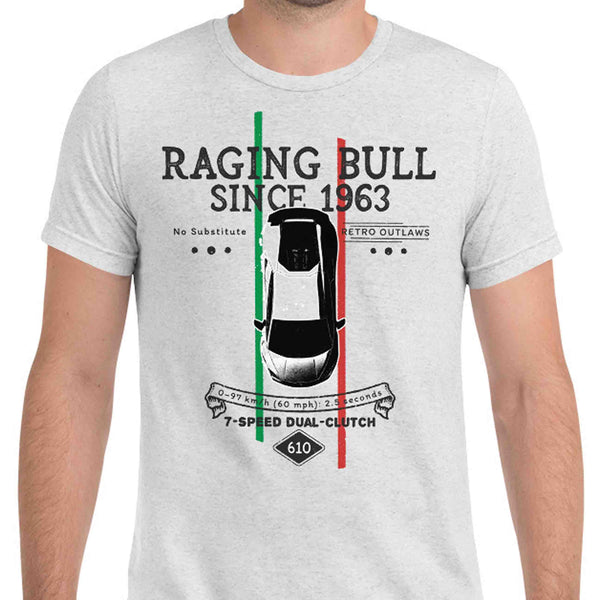 'Raging Bull' Premium Tri-Blend Lamborghini T-Shirt. Lamborghini Apparel. Lamborghini Gift.  Crafted from premium tri-blend materials featuring 'Outlaw' Huracan information.