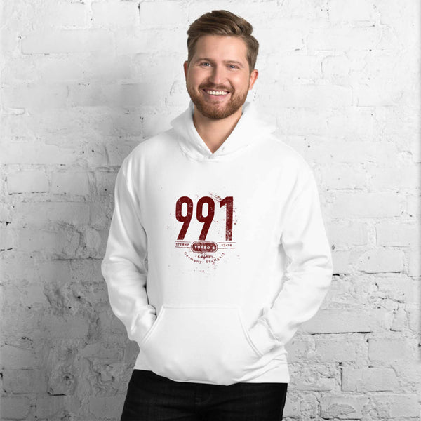 Outlaw Porsche 991 Hoodie Our Lightweight Porsche 991 Hoodie is complete with unique details for the classic Turbo S model. The distressed design gives this super soft hoodie a vintage and timeless look, making it the ideal Porsche accessory accompaniment and must-have fashion basic for every closet. Ideal Porsche Gift. Ideal Porsche gift for Birthday's, Christmas, Father's Day, Anniversaries and more. Porsche Club Gift, Porsche fan club gift, Porsche 991 Apparel, Porsche 991 Car Art.