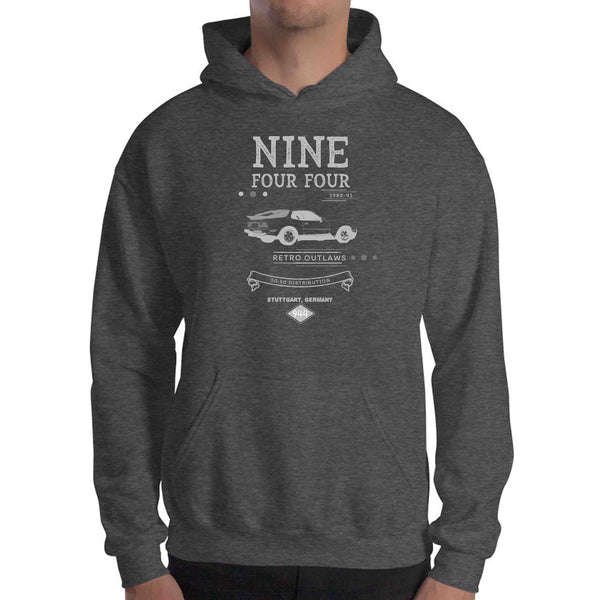 This is our lightweight Porsche 944 Outlaw Hoodie. The three-quarter rear premium image of the legendary 944 really makes this Hoodie pop. The old-school design give this vintage Porsche Hoodie a timeless look making it the ideal 944 accessory accompaniment and must-have fashion basic for every closet. Ideal Porsche Gift.