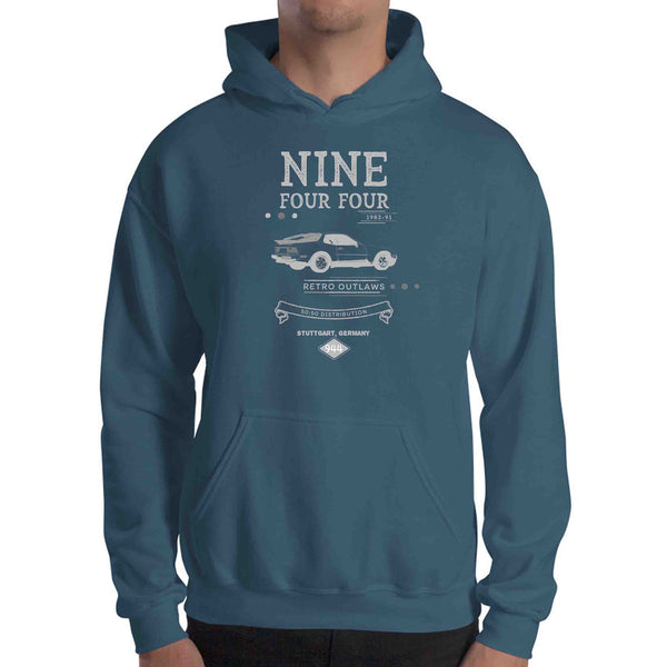 This is our lightweight Porsche 944 Outlaw Hoodie. The three-quarter rear premium image of the legendary 944 really makes this Hoodie pop. The old-school design give this vintage Porsche Hoodie a timeless look making it the ideal 944 accessory accompaniment and must-have fashion basic for every closet. Ideal Porsche Gift.