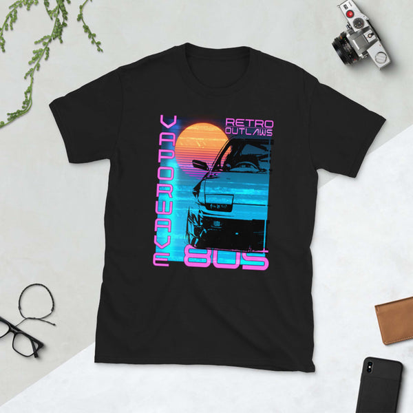 Retro Futurism Vaporwave T-Shirt At Retro Outlaws we love all things 80's from the music to the retro designs. This is our Vaporwave Shirt that is inspired by the 80's aesthetic synth-style.   This 80's graphic t-shirt is a perfect gift for Synthwave, Vaporwave, Aesthetic, Retrowave, Darkwave, Futuresynth, Retrofuturism, Cyberpunk and Chillwave fans.