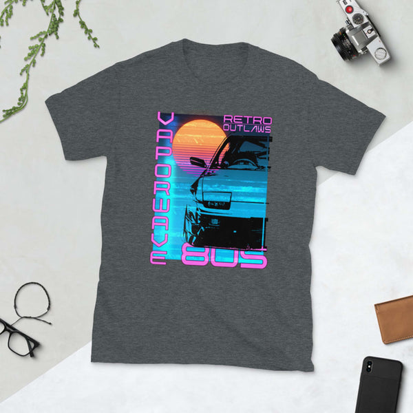 Retro Futurism Vaporwave T-Shirt At Retro Outlaws we love all things 80's from the music to the retro designs. This is our Vaporwave Shirt that is inspired by the 80's aesthetic synth-style.   This 80's graphic t-shirt is a perfect gift for Synthwave, Vaporwave, Aesthetic, Retrowave, Darkwave, Futuresynth, Retrofuturism, Cyberpunk and Chillwave fans.