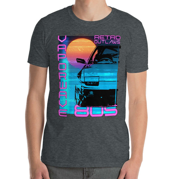 Retro Futurism Vaporwave T-Shirt At Retro Outlaws we love all things 80's from the music to the retro designs. This is our Vaporwave Shirt that is inspired by the 80's aesthetic synth-style.   This 80's graphic t-shirt is a perfect gift for Synthwave, Vaporwave, Aesthetic, Retrowave, Darkwave, Futuresynth, Retrofuturism, Cyberpunk and Chillwave fans.