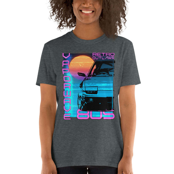 Retro Futurism Vaporwave T-Shirt At Retro Outlaws we love all things 80's from the music to the retro designs. This is our Vaporwave Shirt that is inspired by the 80's aesthetic synth-style.   This 80's graphic t-shirt is a perfect gift for Synthwave, Vaporwave, Aesthetic, Retrowave, Darkwave, Futuresynth, Retrofuturism, Cyberpunk and Chillwave fans.