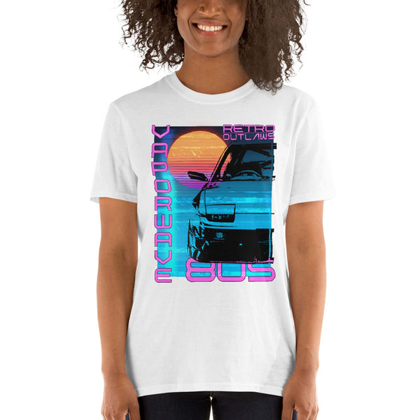 Retro Futurism Vaporwave T-Shirt At Retro Outlaws we love all things 80's from the music to the retro designs. This is our Vaporwave Shirt that is inspired by the 80's aesthetic synth-style.   This 80's graphic t-shirt is a perfect gift for Synthwave, Vaporwave, Aesthetic, Retrowave, Darkwave, Futuresynth, Retrofuturism, Cyberpunk and Chillwave fans.