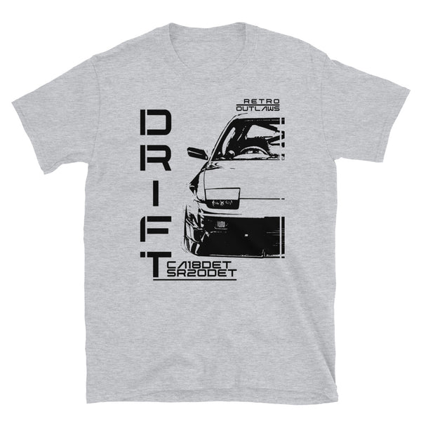 Drift JDM 200sx T-Shirt. JDM T-Shirt, Drift Car T-Shirt, JDM Drift Apparel, JDM Gift, 180sx, 200sx, 240sx, Bugeye, Hawkeye, Classic GC8, Scooby, RX7, Japanese Cars. This is our classic 200sx style T-Shirt in our Outlaw style. The graphic design gives this JDM enthusiast shirt a timeless look making it the ideal automotive car accessory accompaniment and a must-have fashion basic for every closet. Ideal 180sx, 200sx, 240sx and turbo drift jdm Gift. 
