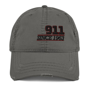 Nine Eleven 1963 Baseball Cap This is our classic Porsche Outlaw Distressed Baseball Cap exuding retro-cool, vintage fashionable dad hat, distressed brim and crown fabric,  Ideal Porsche gift for Birthday, Xmas, Valentines day or just for yourself.