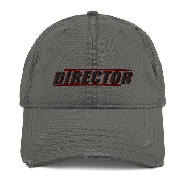 This is our Director distressed Cap exuding retro-cool. This is in the style of the fashionable dad hat with a slightly distressed brim and crown fabric, to give it that aged look and just the right amount of edge to your look.   This Director Hat is perfect as a film Director gift, Directors, Video Directors, TV Directors, Gifting, Valentines Day, Father's Day, Birthdays, Christmas, Anniversaries, Graduation, and any other Special Occasion. 