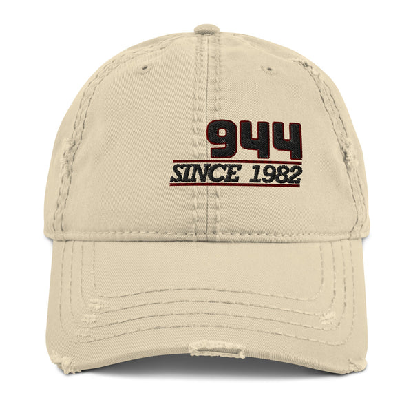 This is our Porsche 944 distressed Cap exuding retro-cool. This Porsche 944 Hat is in the style of the fashionable dad hat with a slightly distressed brim and crown fabric. We also stock Porsche 944 Shirts, Porsche 944 Hoodies Ideal, 944 Jackets, 944 Mugs, Porsche 944 gifts, Porsche 944 Birthday gifts etc