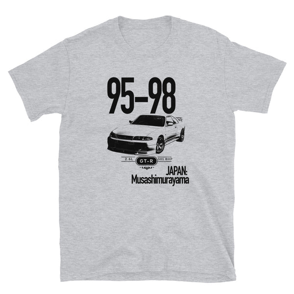 This is our classic Nissan R33 Outlaw tribute shirt. The premium image of the legendary R33 GTR really makes this shirt pop. The old-school design give this vintage R33 Godzilla T-Shirt a timeless look making it the ideal Skyline accessory accompaniment and must-have fashion basic for every closet. Ideal Nissan Skyline Gift.