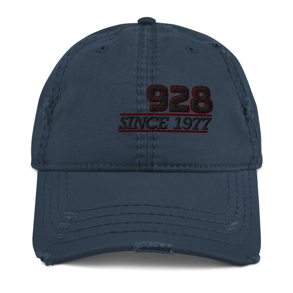 Premium Porsche 928 Cap. This is our Porsche 928 distressed Cap oozing retro-cool. This is in the style of the fashionable vintage dad hat with a slightly distressed brim and crown fabric. Porsche 928 Car, Porsche 928 Shirt, Porsche 928 Hoodie, Porsche apparel, Porsche 928 Gifts for him. 