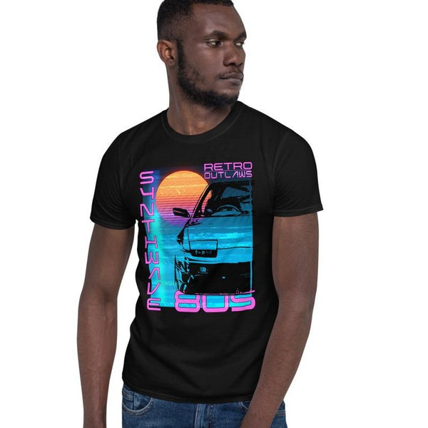 Retro Futurism Synthwave T-Shirt At Retro Outlaws we love all things 80's from the music to the retro designs. This is our Synthwave Shirt that is inspired by the 80's aesthetic synth-style. This 80's graphic t-shirt is a perfect gift for Synthwave, Vaporwave, Aesthetic, Retrowave, Darkwave, Futuresynth, Retrofuturism, Cyberpunk and Chillwave fans. 