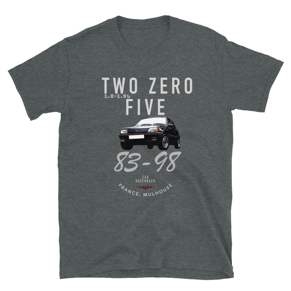 205 GTi Classic Hatchback T-Shirt This is our classic 205Gti tribute shirt. The premium image of the legendary 205 really makes this shirt pop. Peugeot 205 GTi T-Shirt, 205 GTi Shirt, 1980s classic car shirt, 205 Apparel, 205 Gift, Classic Peugeot Hatchback 205 Shirt.
