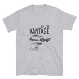 Aston Martin Vantage Classic T-Shirt This is our classic Aston Martin 69-89 models tribute shirt. The distressed premium image of the legendary Vantage really makes this shirt pop. Aston Martin Vantage T-Shirt Gift, Aston Martin V8, Apparel, Gift, Aston Martin Classic Car, Mens, James Bond Aston Martin Shirt. 